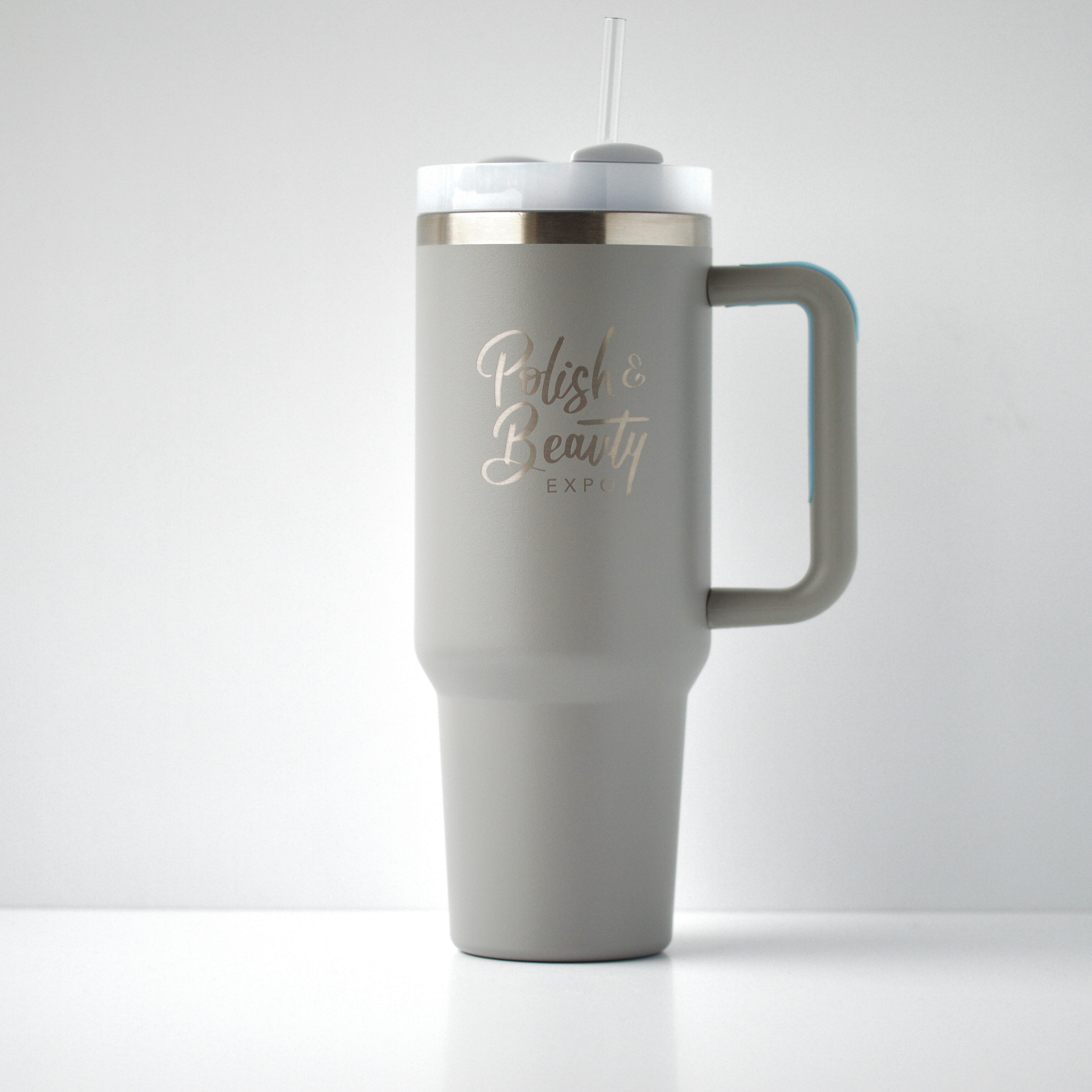 40 oz Wihte Tumbler with Handle and Straw Lid, Double Wall Vacuum