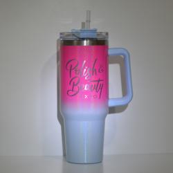 Polish & Beauty Expo Blue & Pink Holo 40 oz Stainless Steel Tumbler